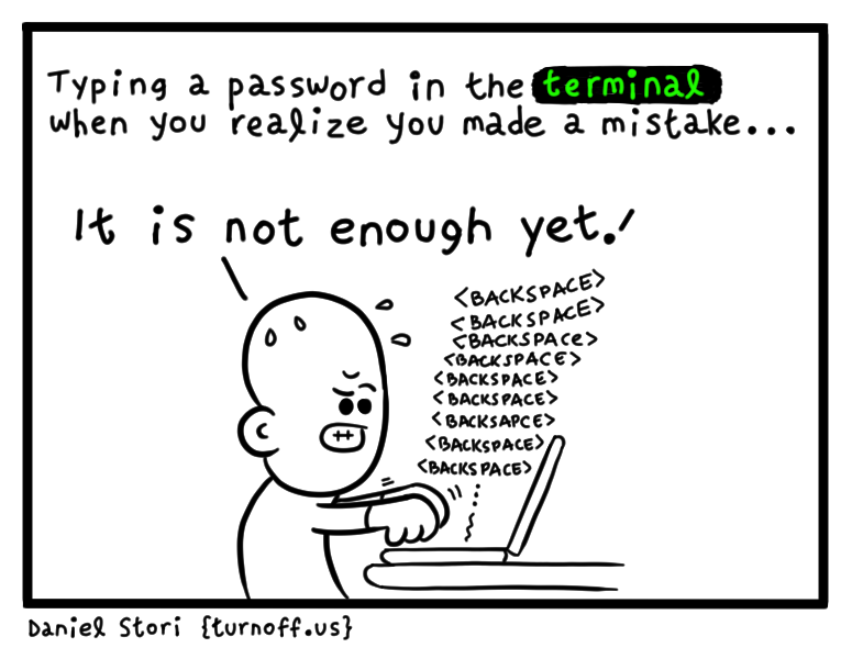 terminal password typing
