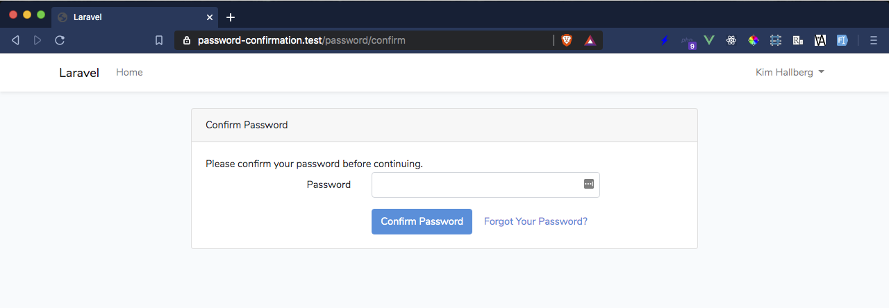 confirm password view