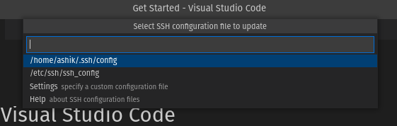 Select SSH Config File