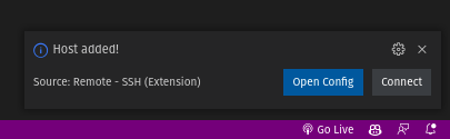 VS Code Host Added