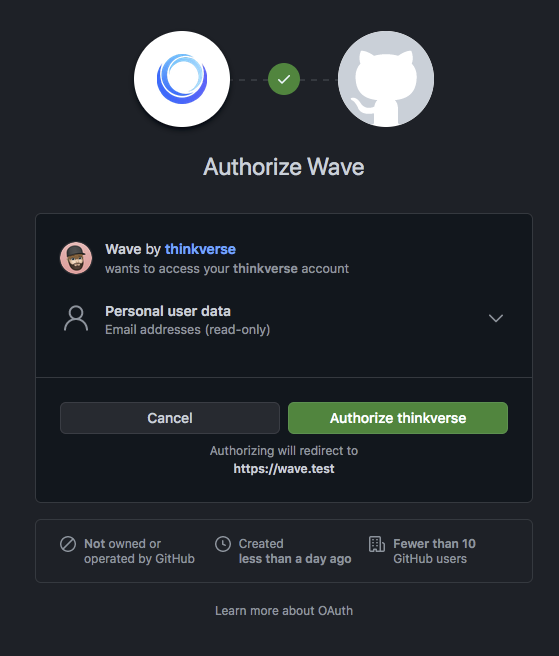 Screenhot of GitHub's OAuth authentication process