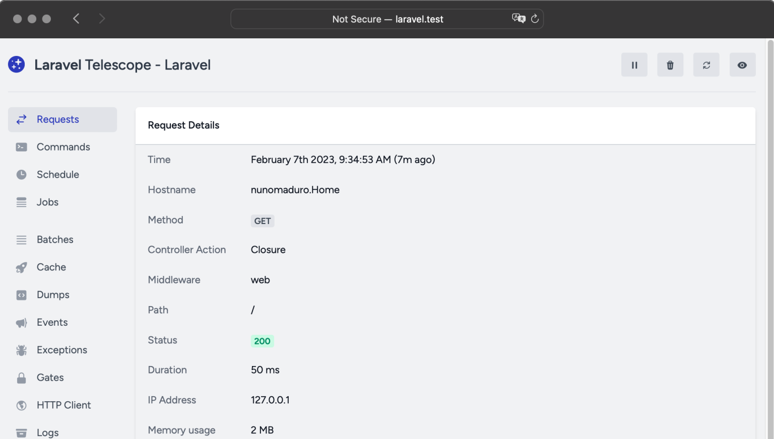 Laravel Telescope Dashboard