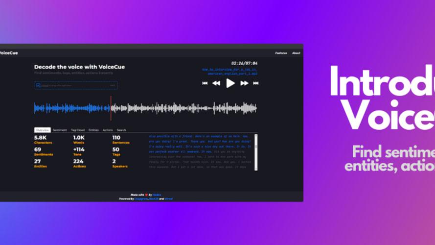 Introducing VoiceCue - Find sentiments, tags, entities, actions like a DJ 🧙✨