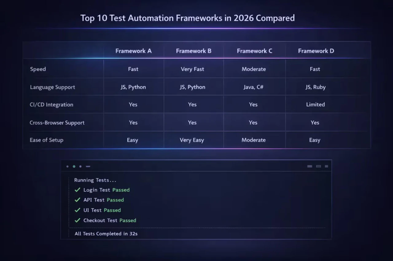 Top 10 Test Automation Frameworks In 2026 Compared