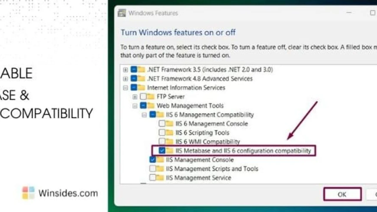 Enable IIS 6 Metabase and IIS Configuration Compatibility in Windows 11