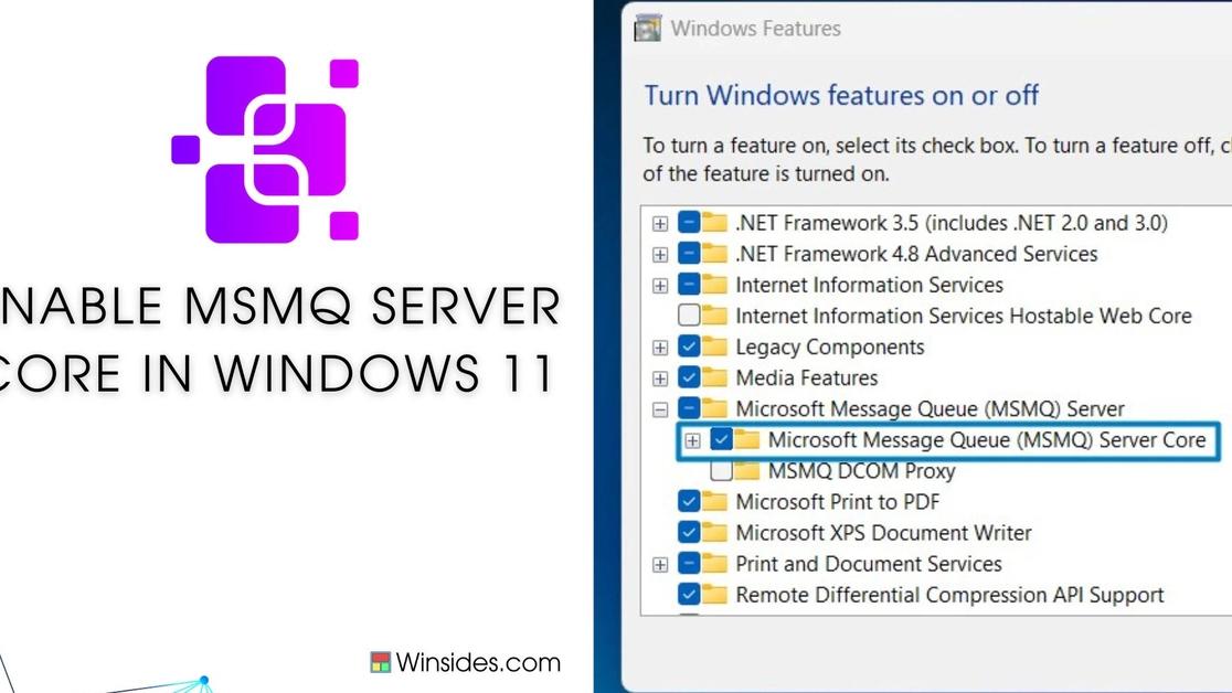 Enable Microsoft Message Queue (MSMQ) Server Core in Windows 11