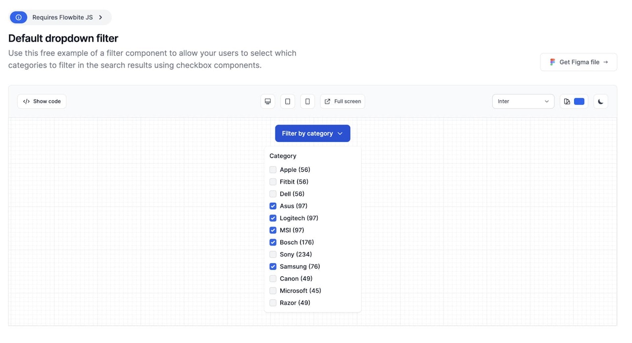 How to build a dropdown filter component with Tailwind CSS and Flowbite