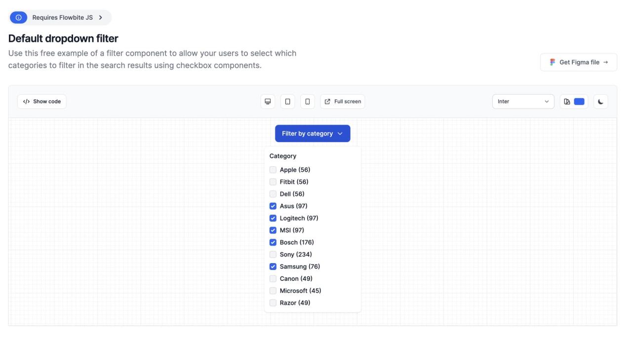 How to build a dropdown filter component with Tailwind CSS and Flowbite ...