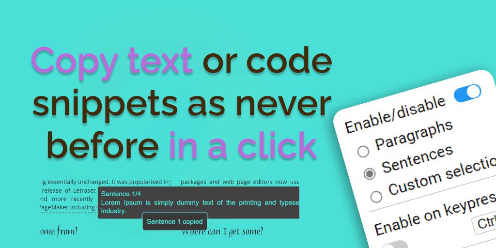 Copy any text or code without selecting it