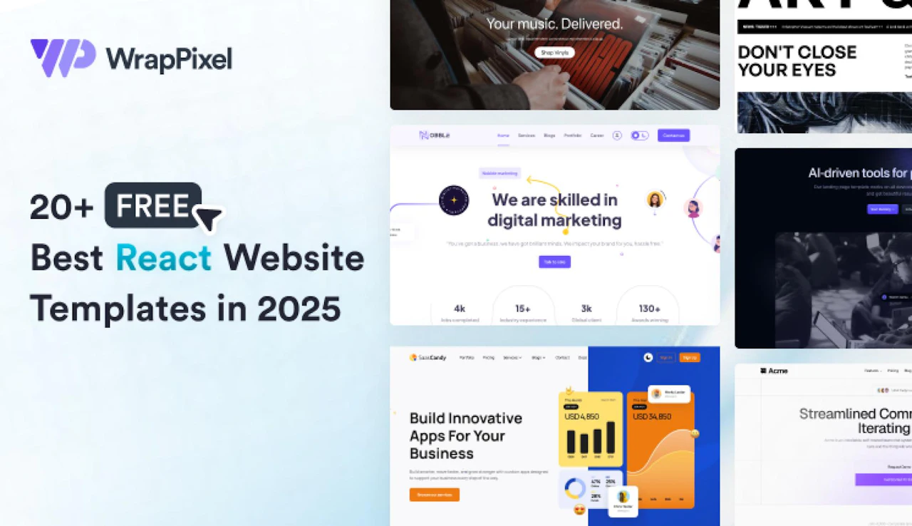 20+ Best Free React Website Templates for 2025