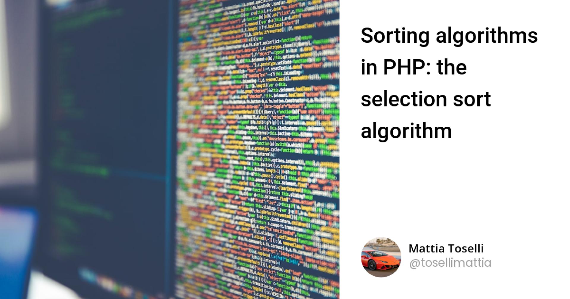 Sorting algorithms in PHP: the selection sort algorithm