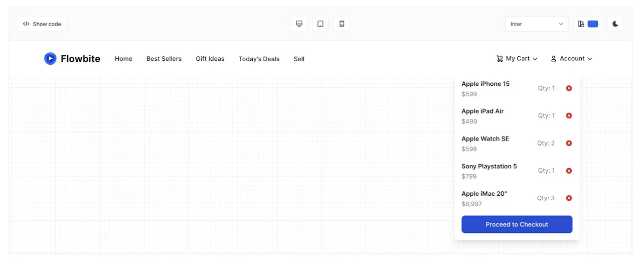 Navbar components built for e-commerce with Tailwind CSS and Flowbite