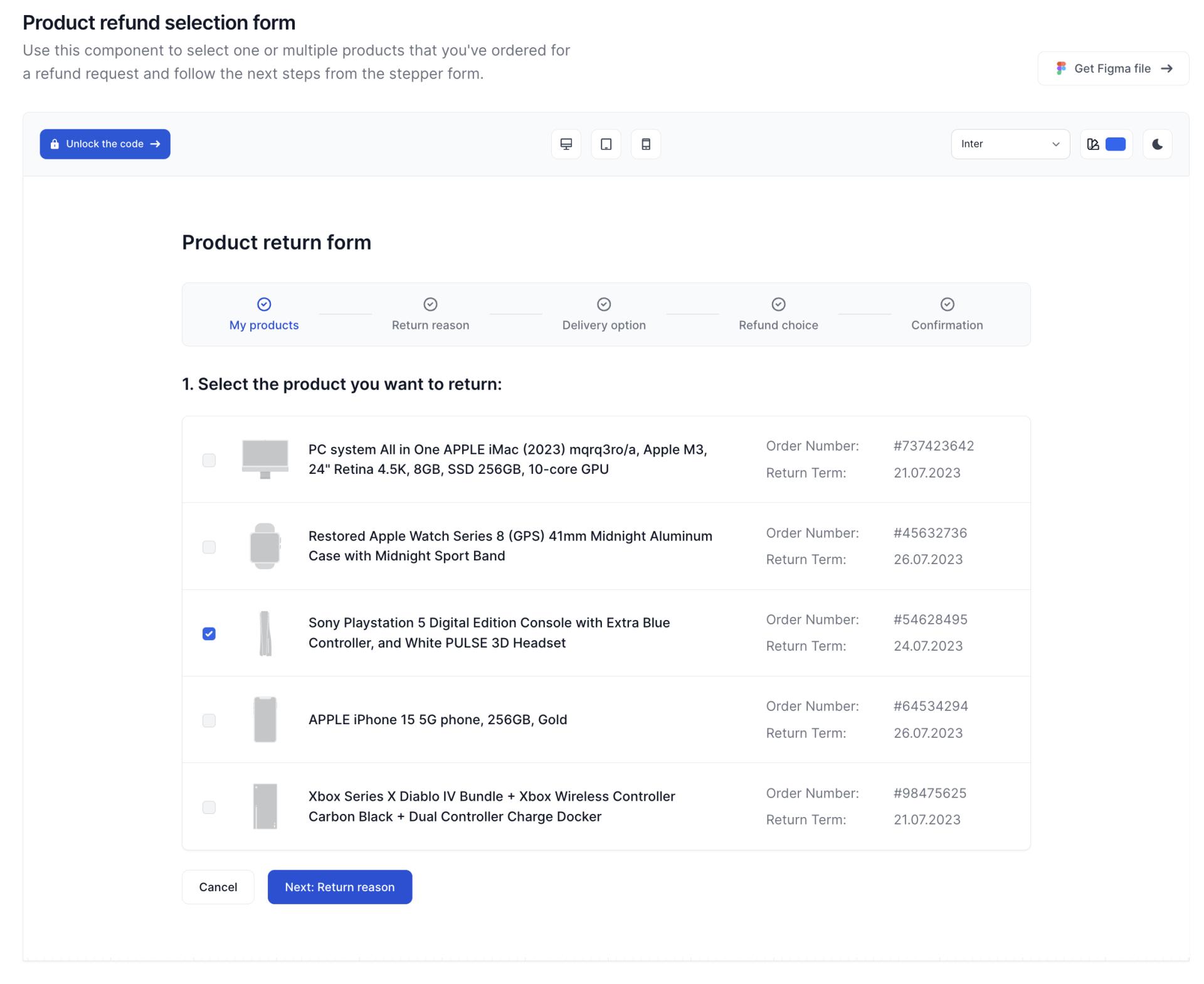 Refund form examples built with Tailwind CSS and Flowbite