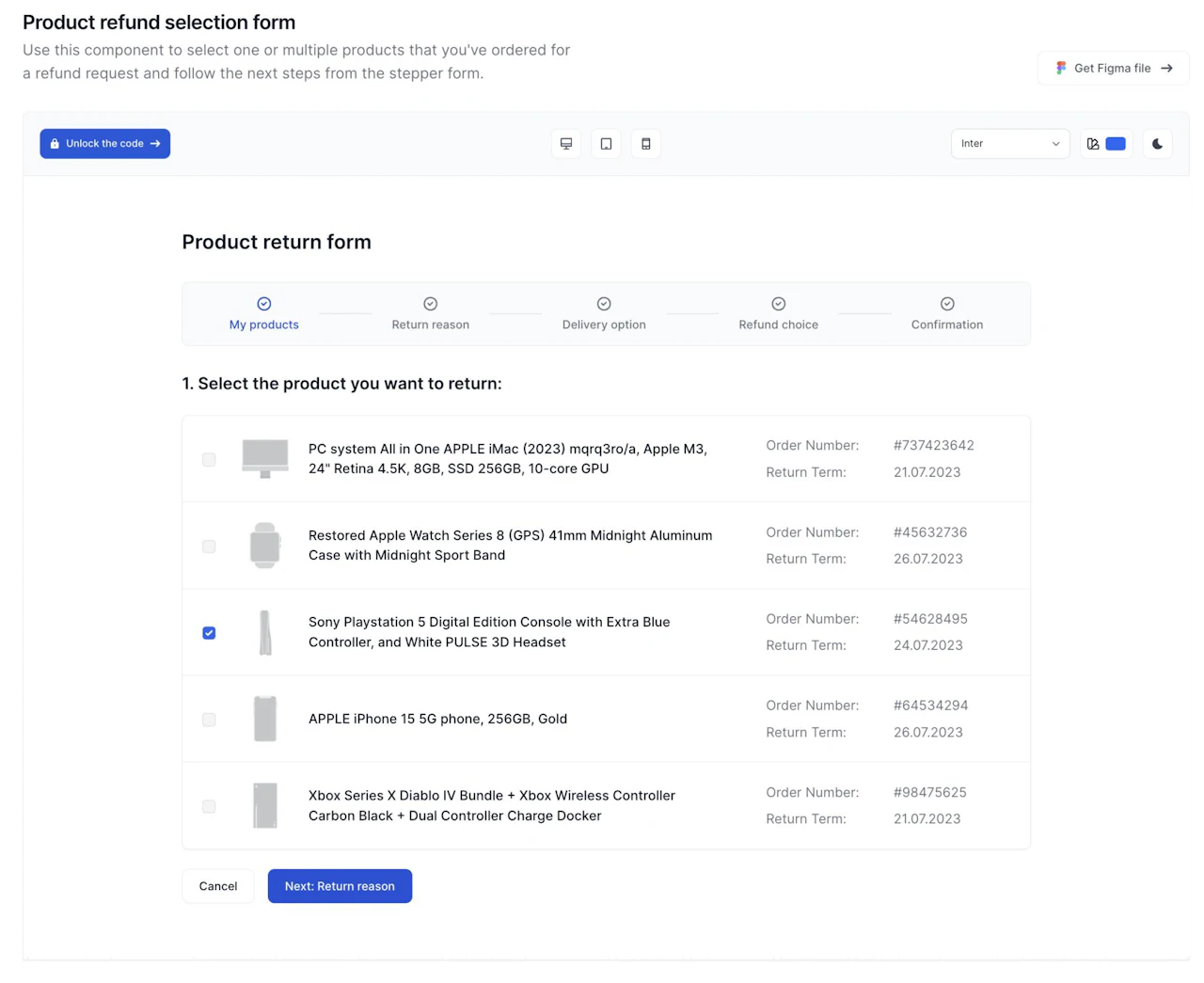 Refund form examples built with Tailwind CSS and Flowbite