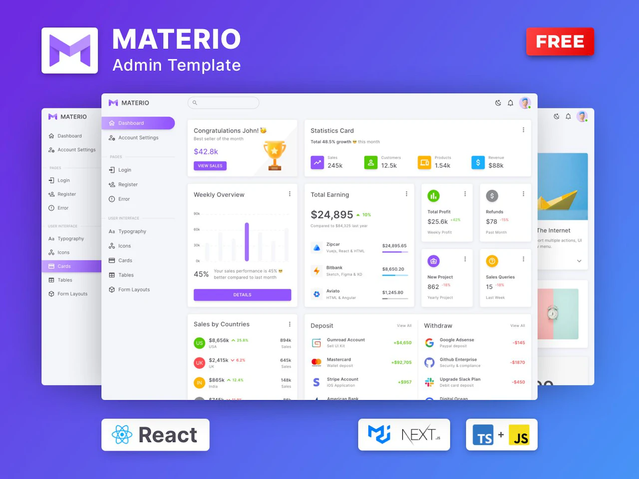 Open Source ReactJS MUI Admin Template