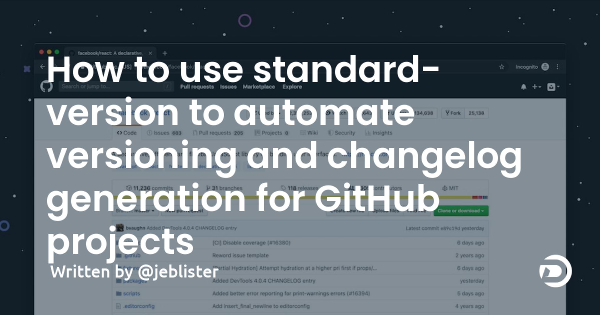 How to use standard-version to automate versioning and changelog generation for GitHub projects