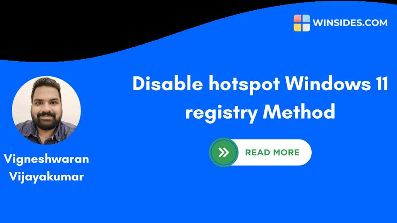 Disable hotspot Windows 11 registry Method