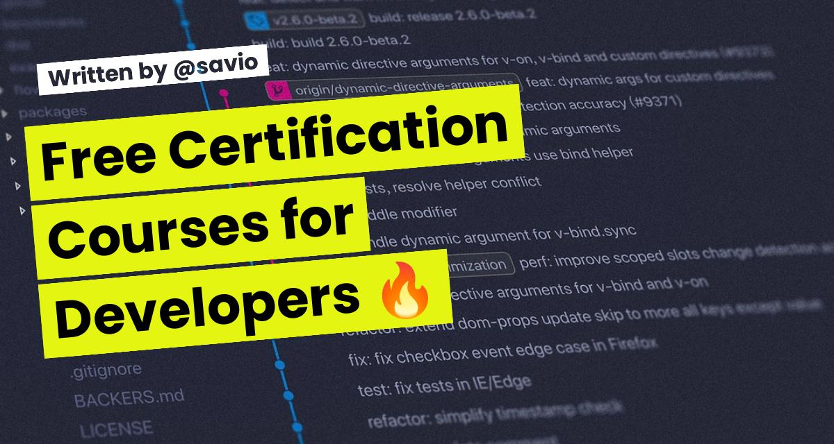 Free Certification Courses for Developers 🔥