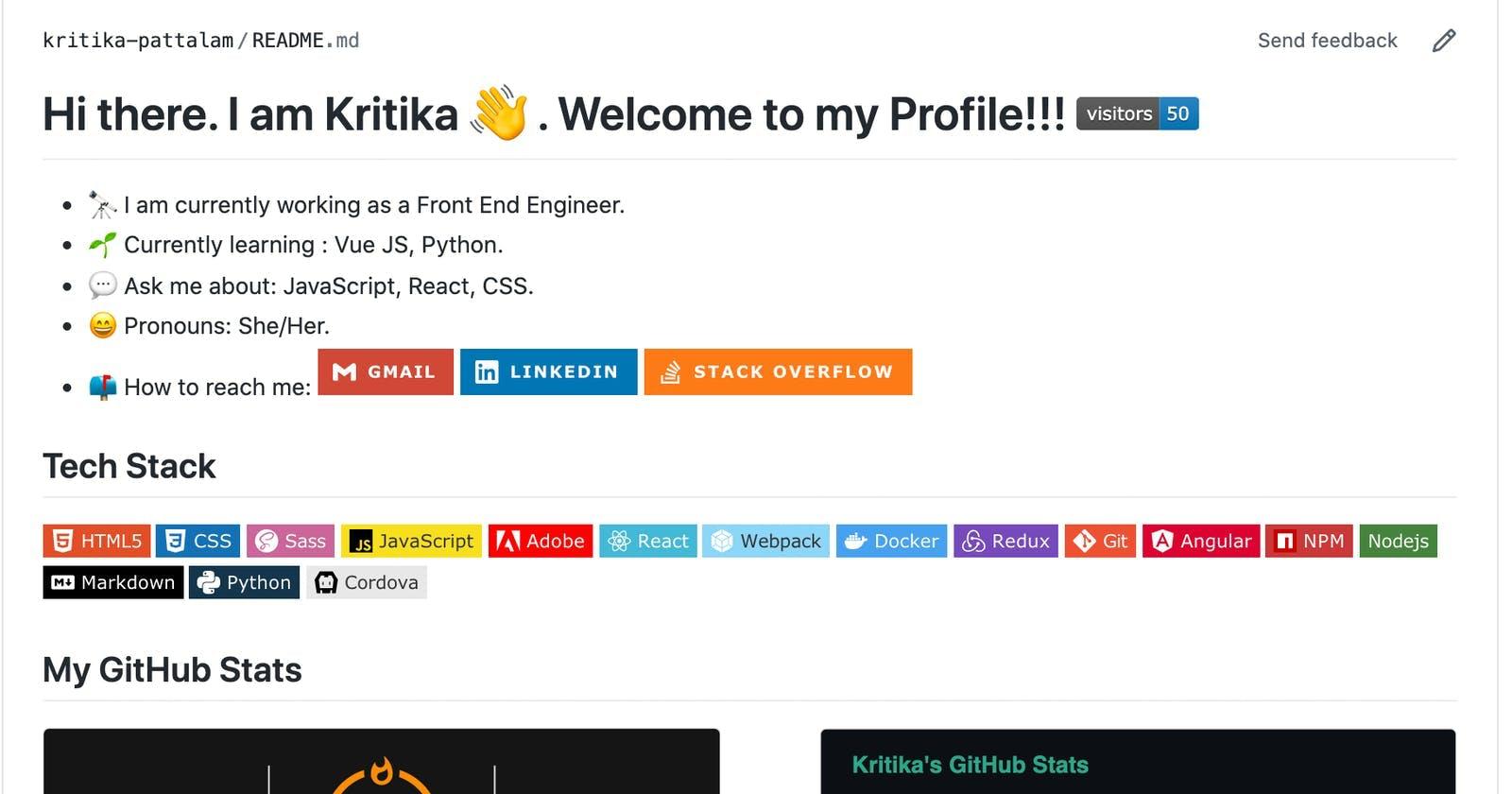 Create a GitHub Profile README.md with widgets