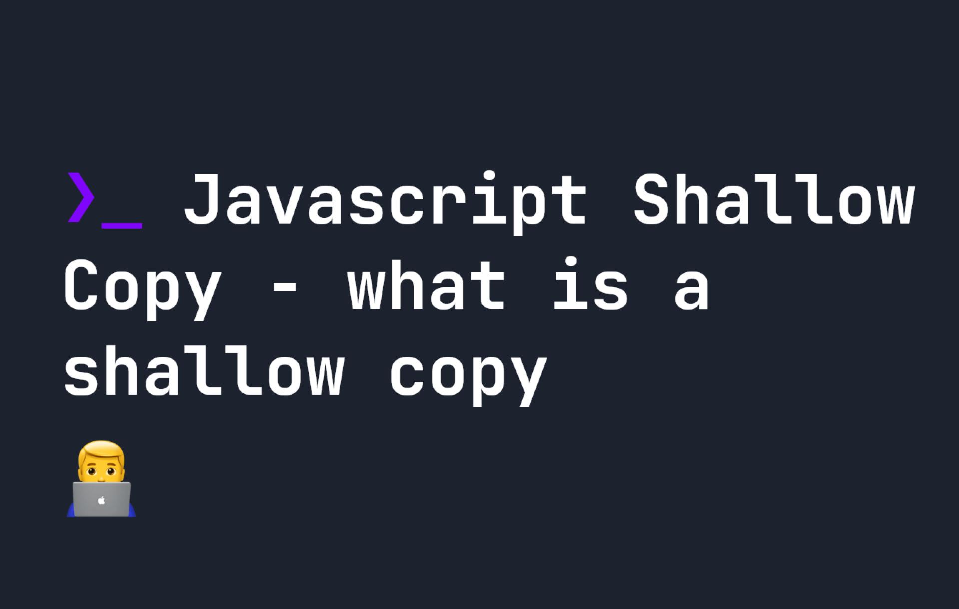 Javascript Shallow Copy - what is a Shallow Copy?