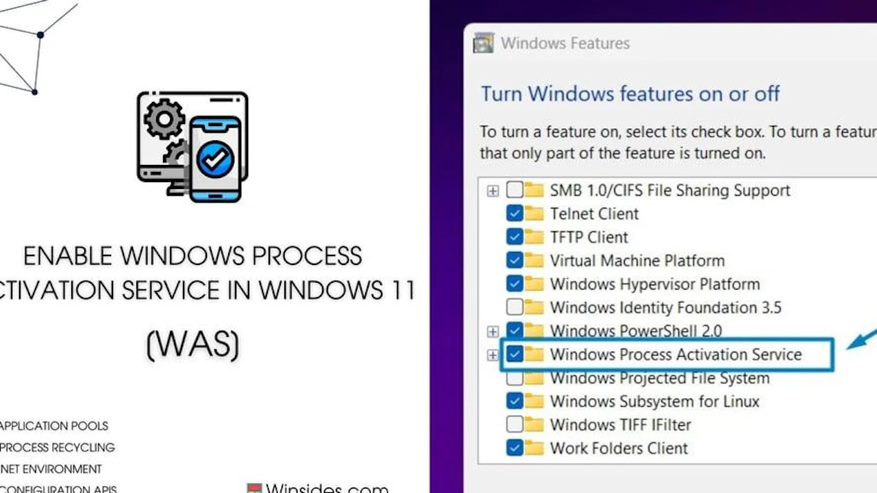 Enable Windows Process Activation Service in Windows 11